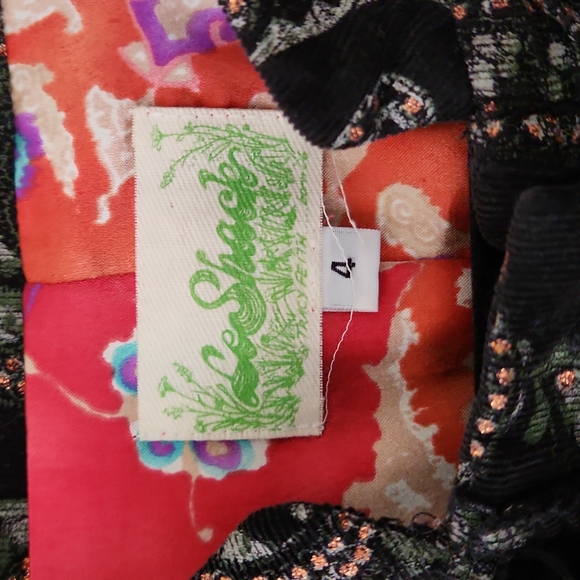 Vintage Anthropologie Le Shack Paisley Trench Military Coat Bow Tie Waist Size 4 - Picture 2 of 7